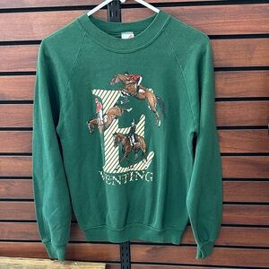 Jerzees Green Crewneck Sweatshirt with Equestrian Graphic
